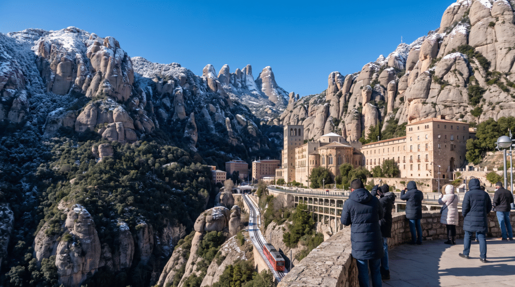 Montserrat monastery on a winter day, a day trip from Barcelona in December
