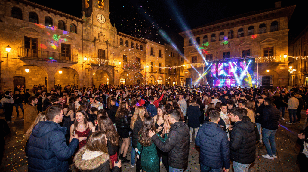 New Year's Eve party on the Plaça Major of Poble Espanyol, Barcelona
